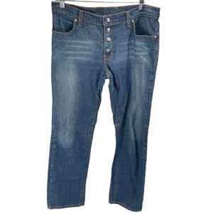 Ralph Lauren Women's 100% Cotton Snap Front Straight Jeans Blue Size 10